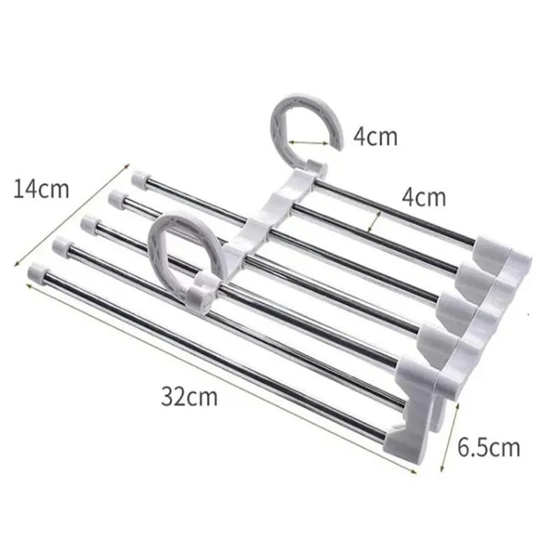 Space-Saving Pants Organizer for Up to 5 Garments – Multi-Functional Clothing Rack with Anti-Slip Caps, Black or White 7