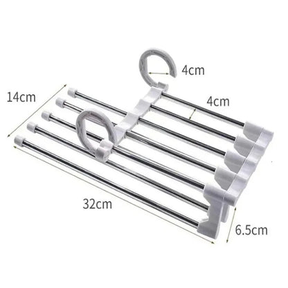 Space-Saving Pants Organizer for Up to 5 Garments – Multi-Functional Clothing Rack with Anti-Slip Caps, Black or White 7