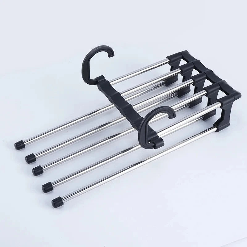 Space-Saving Pants Organizer for Up to 5 Garments – Multi-Functional Clothing Rack with Anti-Slip Caps, Black or White 8