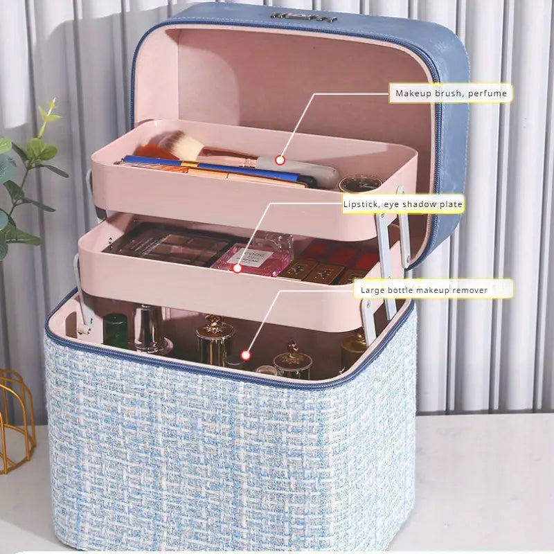 Spacious Travel Makeup Bag - Elegant Cosmetic Organizer with Multiple Compartments for Toiletries and Beauty Products 2