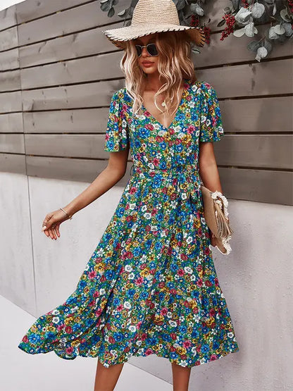 Floral Print Loose-Fitting Dress | Elaina