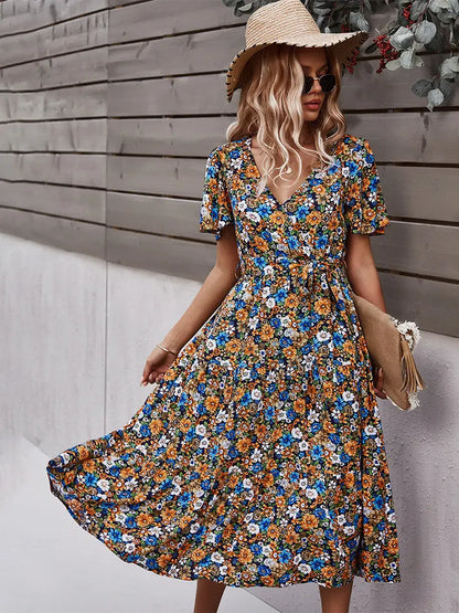 Floral Print Loose-Fitting Dress | Elaina