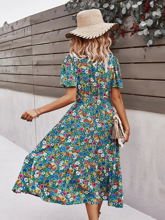 Floral Print Loose-Fitting Dress | Elaina