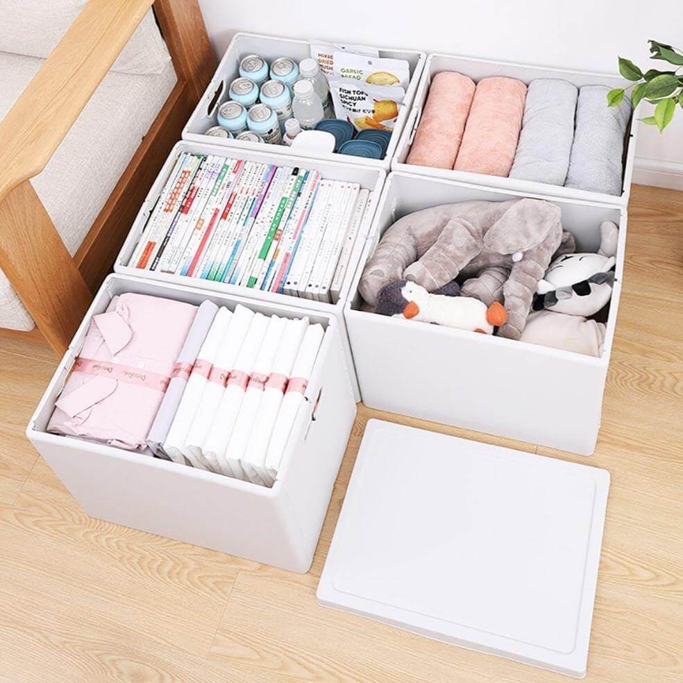 Stackable Folding Storage Box for Clothes, Durable PP+ABS Plastic Storage Container, Large Capacity, Portable Design 4