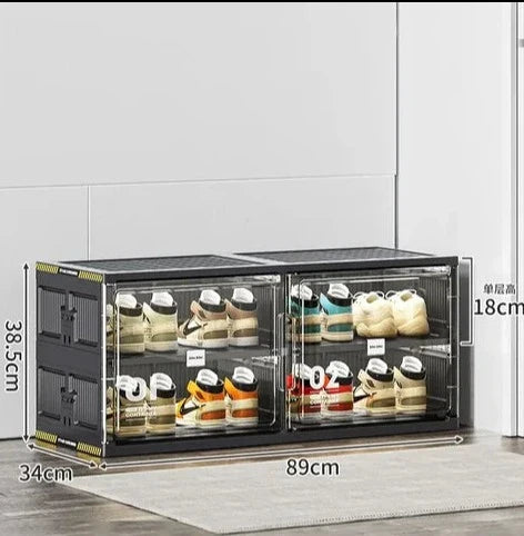 Stackable Shoe Rack Organizer for Entryway - Space-Saving Shoe Storage Solution, Clear Durable Design 0