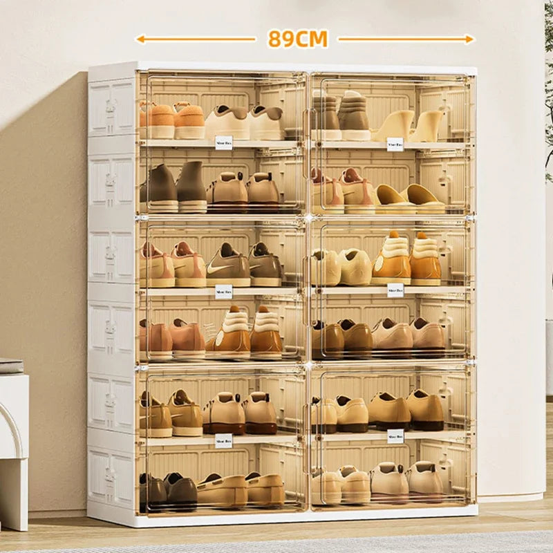 Stackable Shoe Rack Organizer for Entryway - Space-Saving Shoe Storage Solution, Clear Durable Design 2