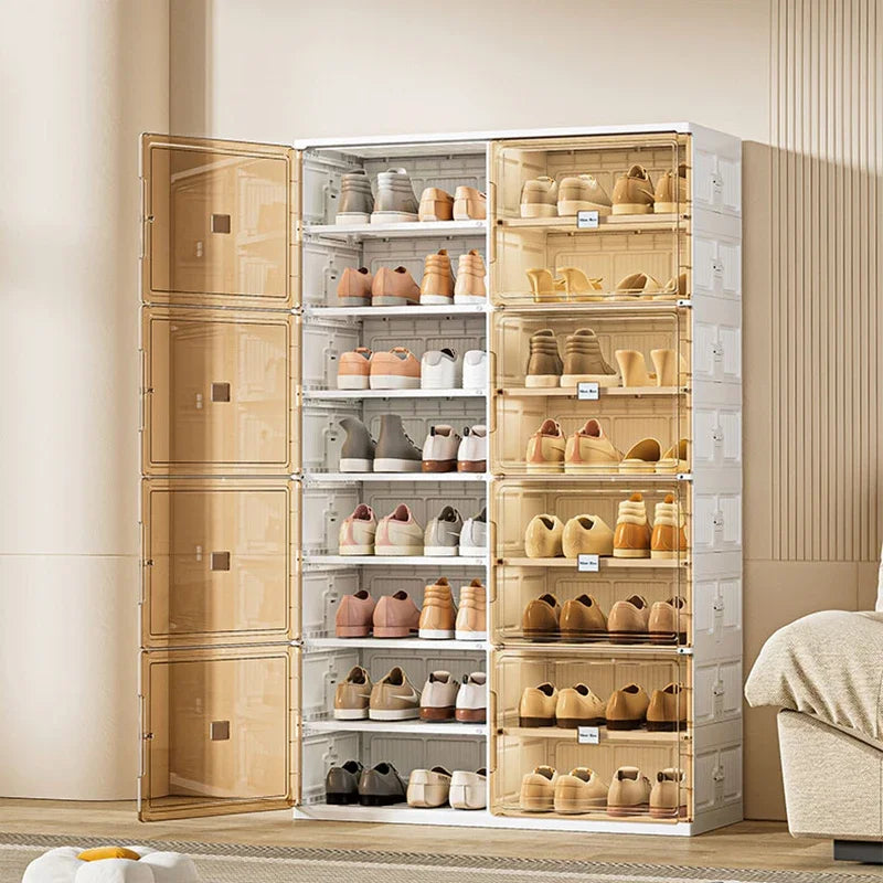 Stackable Shoe Rack Organizer for Entryway - Space-Saving Shoe Storage Solution, Clear Durable Design 3
