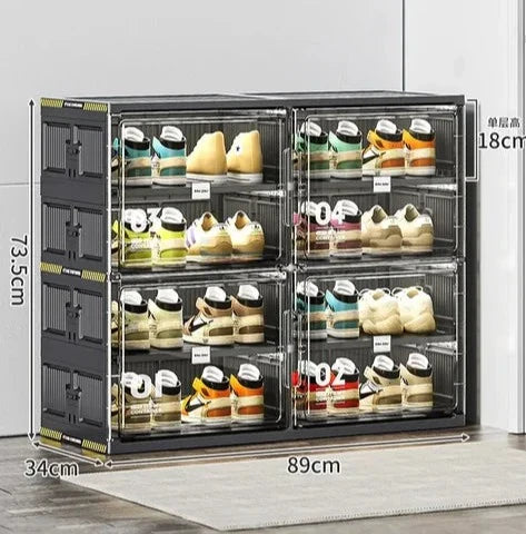 Stackable Shoe Rack Organizer for Entryway - Space-Saving Shoe Storage Solution, Clear Durable Design 6