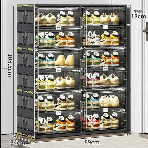 Stackable Shoe Rack Organizer for Entryway - Space-Saving Shoe Storage Solution, Clear Durable Design 7