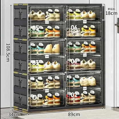Stackable Shoe Rack Organizer for Entryway - Space-Saving Shoe Storage Solution, Clear Durable Design 7