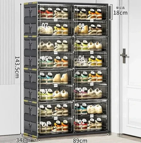 Stackable Shoe Rack Organizer for Entryway - Space-Saving Shoe Storage Solution, Clear Durable Design 8