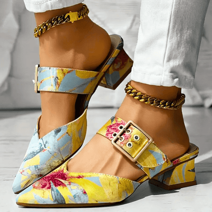 Vibrant Buckle Strap Block Heels | Felisity