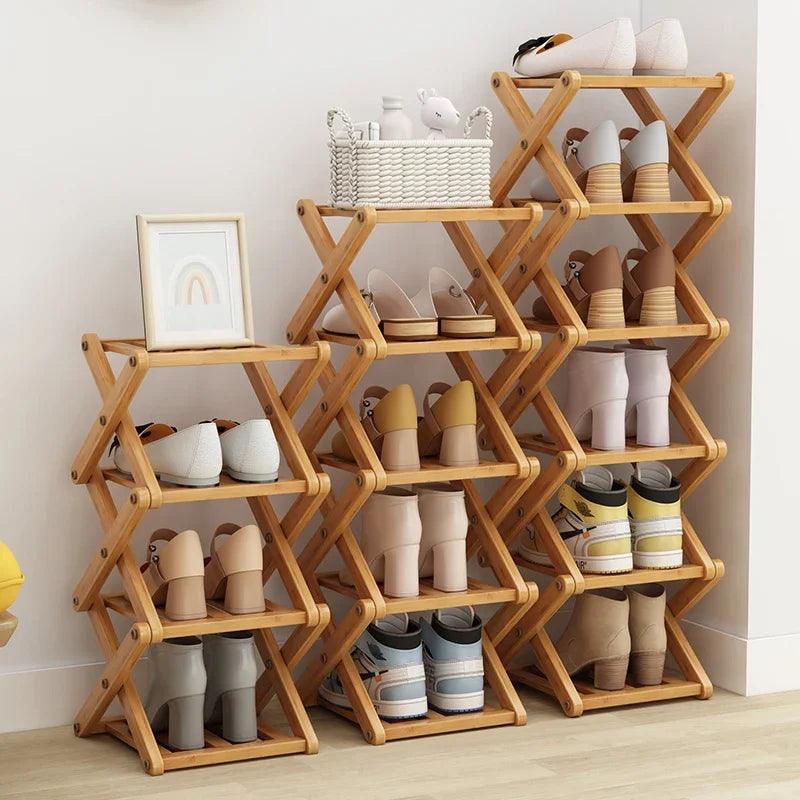 Stylish Multi-Tier Bamboo Shoe Rack – Eco-Friendly Shoe Organizer for Entryway Storage and Home Décor 1