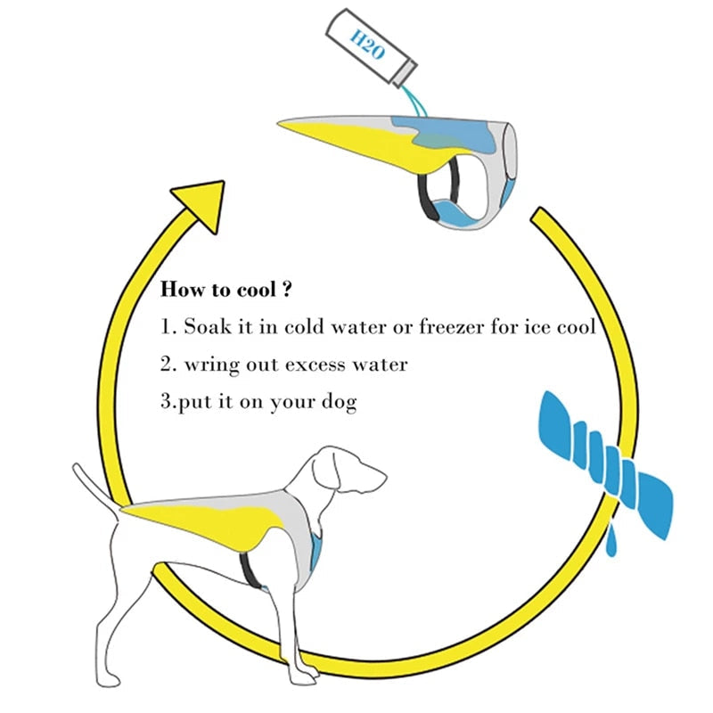 Dog Cooling Vest Blue Polyester | WagChill-4