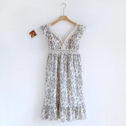 Floral Lace Trim Midi Dress | Delta