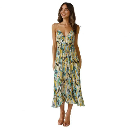 Flowy Abstract Print Maxi Dress | Sancia