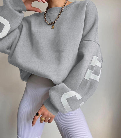 Oversized Letter Print Sweatshirt | Victoria