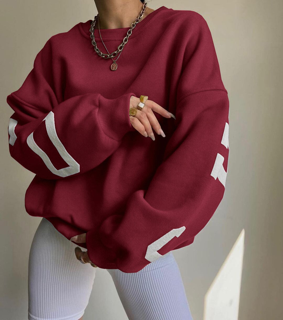 Oversized Letter Print Sweatshirt | Victoria