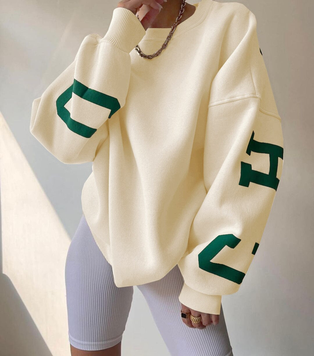 Oversized Letter Print Sweatshirt | Victoria