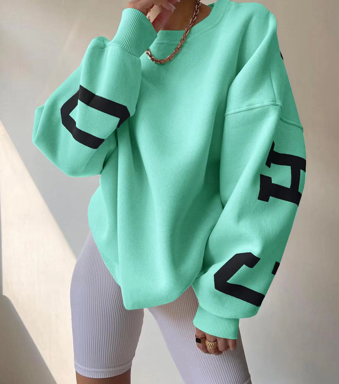 Oversized Letter Print Sweatshirt | Victoria