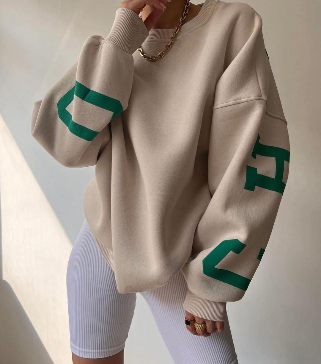 Oversized Letter Print Sweatshirt | Victoria