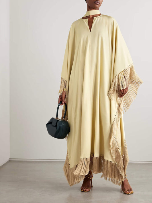 Women Kaftan Yellow Crepe | Diana-1