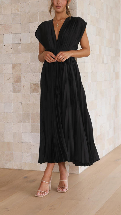 Elegant Pleated Midi Dress | Mila