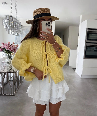 Women Tie-Front Knit Cardigan | Ashlyn