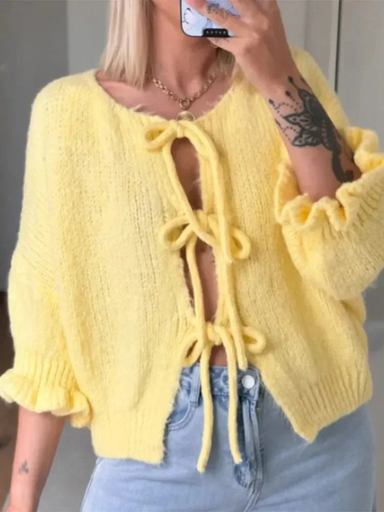 Women Tie-Front Knit Cardigan | Ashlyn