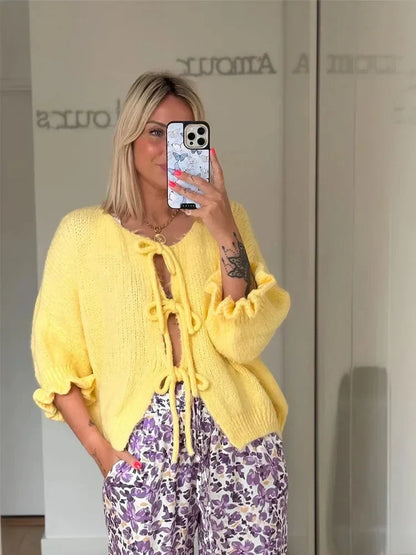 Women Tie-Front Knit Cardigan | Ashlyn