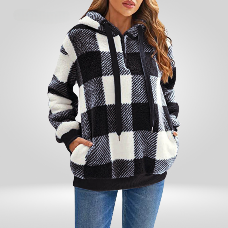Women Cozy Plaid Fleece Hoodie | Dana
