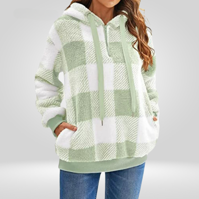 Women Cozy Plaid Fleece Hoodie | Dana
