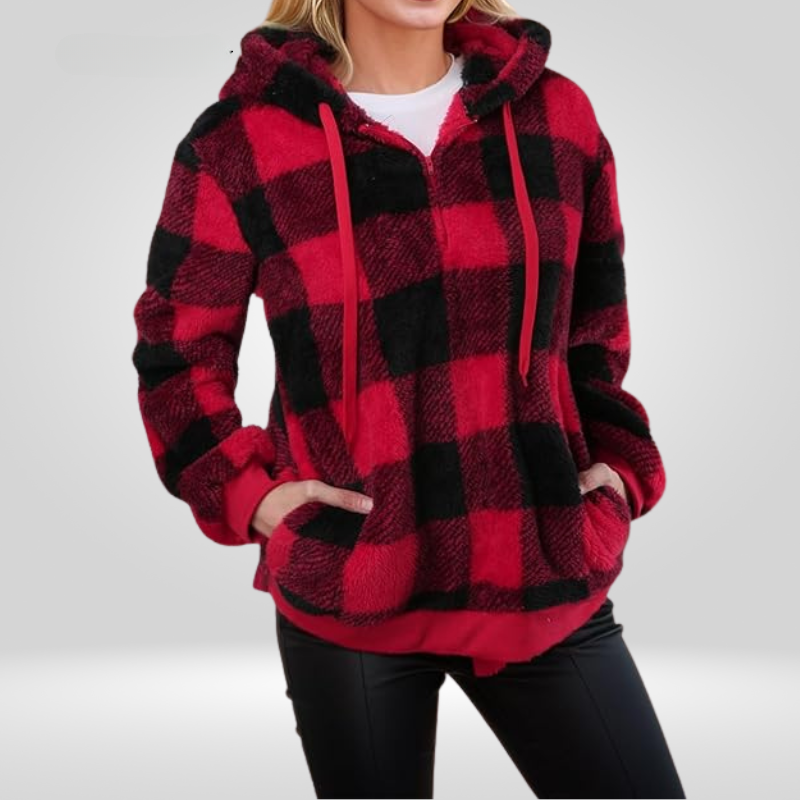Women Cozy Plaid Fleece Hoodie | Dana