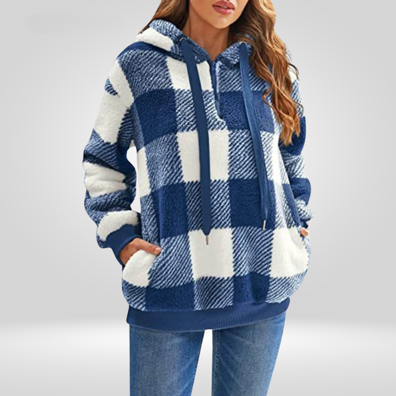 Women Cozy Plaid Fleece Hoodie | Dana