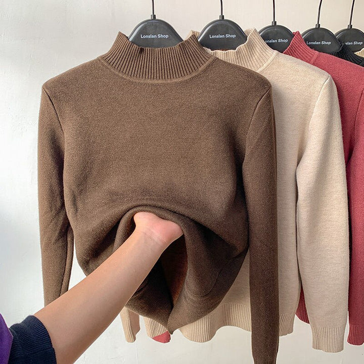 Women Fleece-Lined Turtleneck Knit Sweater | Camila