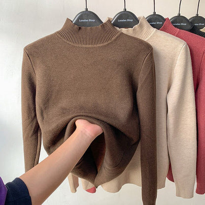 Women Fleece-Lined Turtleneck Knit Sweater | Camila