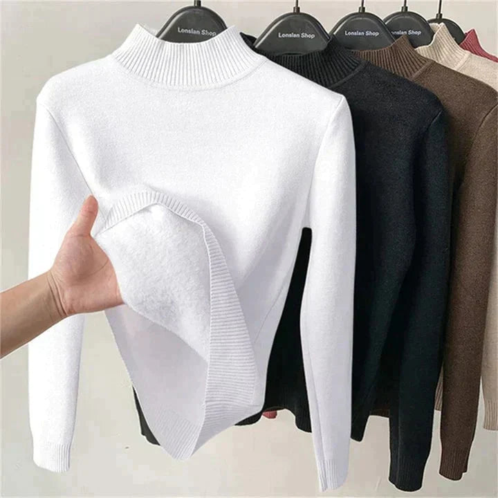 Women Fleece-Lined Turtleneck Knit Sweater | Camila