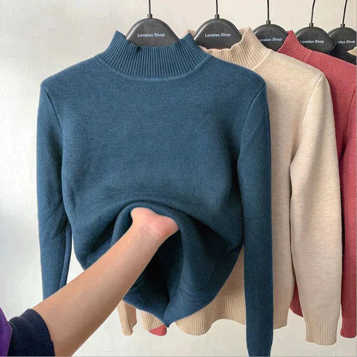 Women Fleece-Lined Turtleneck Knit Sweater | Camila