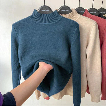 Women Fleece-Lined Turtleneck Knit Sweater | Camila
