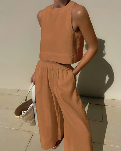 Crop Top and Wide Leg Pants Set | Isla