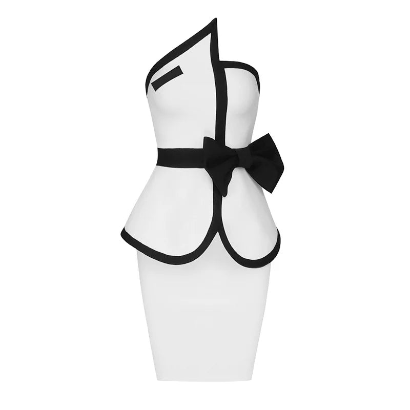 Black & White Bow Tube Dress | Inez