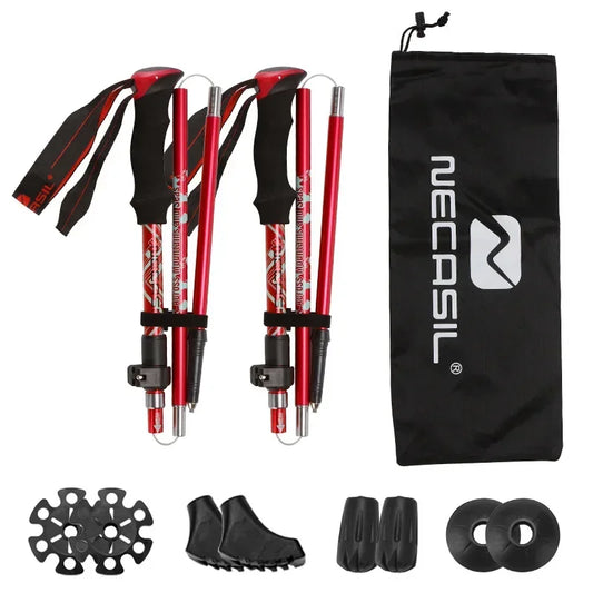 Ultralight Collapsible Hiking Poles with EVA Grip – Adjustable Telescopic Walking Sticks for Hiking and Camping 0