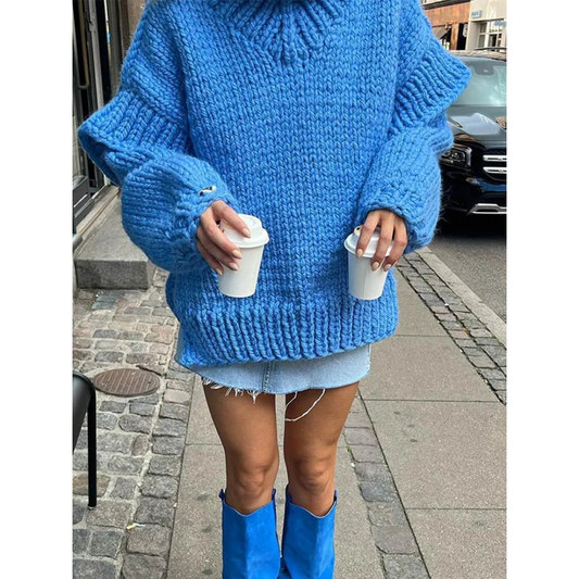 Women Chunky Knit High Neck Sweater | Olivia