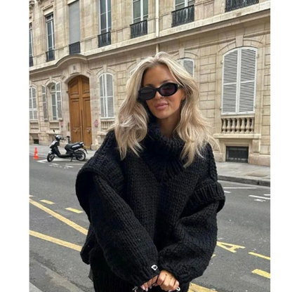 Women Chunky Knit High Neck Sweater | Olivia