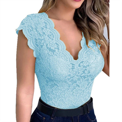 Lace V-Neck Bodysuit | Sofia