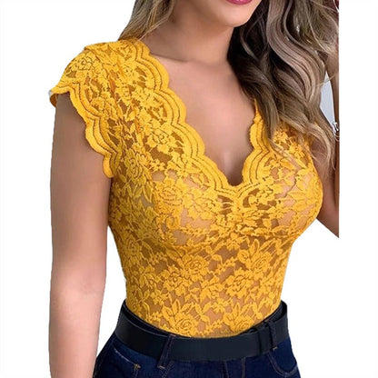 Lace V-Neck Bodysuit | Sofia