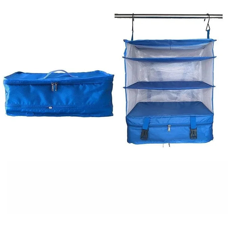 Versatile Travel Organizer with Triple Compartments – Foldable Hanging Storage Solution for Efficient Packing and Laundry Separation 10