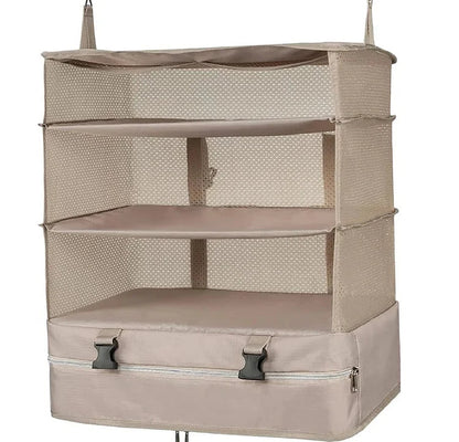 Versatile Travel Organizer with Triple Compartments – Foldable Hanging Storage Solution for Efficient Packing and Laundry Separation 11