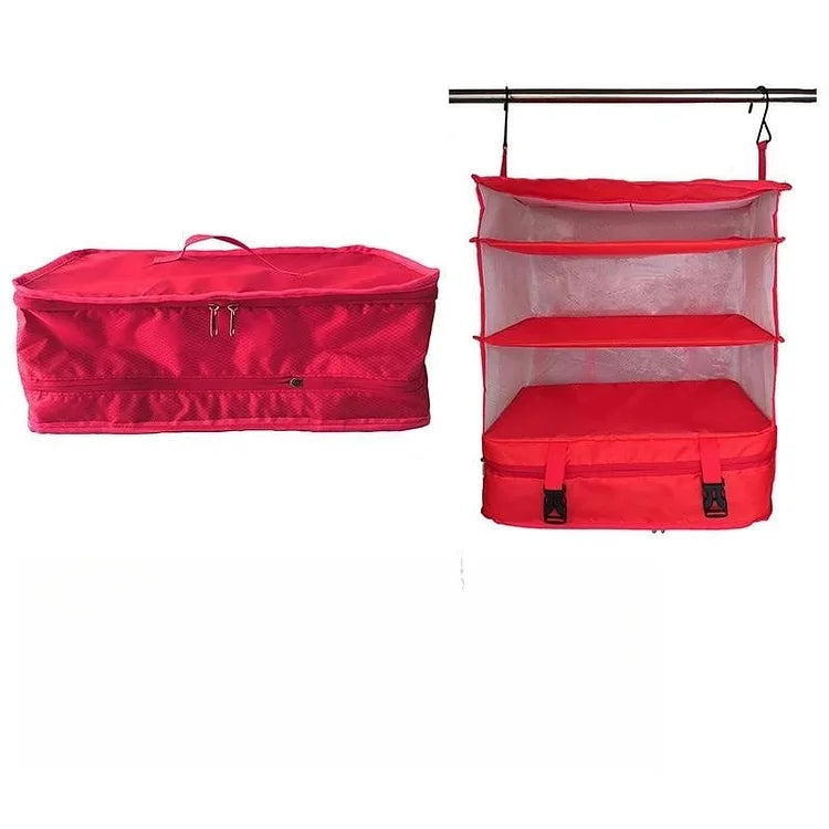 Versatile Travel Organizer with Triple Compartments – Foldable Hanging Storage Solution for Efficient Packing and Laundry Separation 12