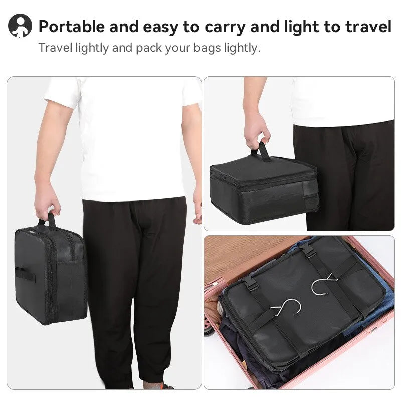 Versatile Travel Organizer with Triple Compartments – Foldable Hanging Storage Solution for Efficient Packing and Laundry Separation 7